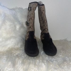 Dark Brown Monogram Coach Boots Size 8B